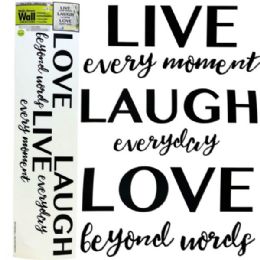 72 pieces Main Street Wall Creations Translucent Jumbo Stickers In Live Laugh Love Design - Stickers