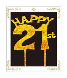 240 Pieces 26.3-inch cake Topper Gold Happy 21st - Baking Supplies