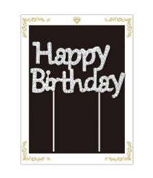 240 of Rhinestone cake topper With stick 2x4.3" Birthday