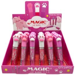 48 Wholesale Honey Bear Paw Lip Gloss In Countertop Display