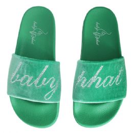 12 pieces Women's Baby Phat Velour Rhinestone Slide 46183 - Women's Slippers