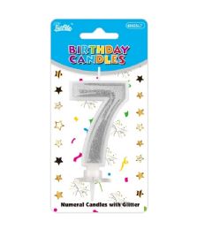 240 Pieces Birthday Candle Silver #7 Glossy - Candles & Accessories