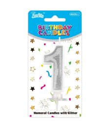 240 Pieces Birthday Candle Silver #1 Glossy - Candles & Accessories