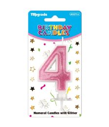 240 Pieces Birthday Candle Pink #4 Glossy - Candles & Accessories