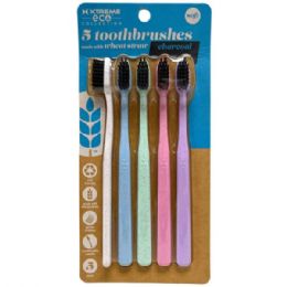 16 pieces of Xtreme Eco 5 Pack Wheat Straw Toothbrushes With Charcoal Soft Bristles