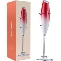 8 of Peach Street Milk Frother With Stand In White And Red