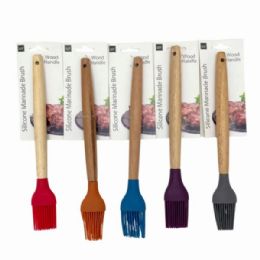 24 of Assorted Silicone Basting Brush With Wooden Handle
