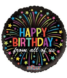 25 Pieces 2-Side Happy Birthday Round Fireworks - Party Accessory Sets