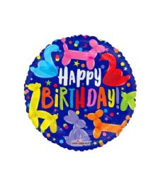 25 Pieces 2-Side Happy Birthday Round Balloon Animals - Party Accessory Sets