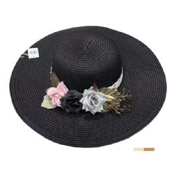 36 Pieces Women's Spring/summer MultI-Color Paper Braid Hat With Flower - Sun Hats