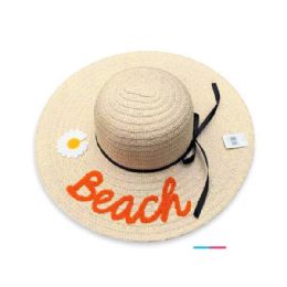 36 Pieces Women's Braided Floppy Beach Hat With Belach Design - Sun Hats