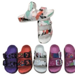 72 Pieces Women's Double Buckle Adjustable Eva Slides Assorted - Women's Flats