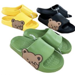 Wholesale Footwear Girl Fashion Slipper With The Cartoon Bear Assorted Colors