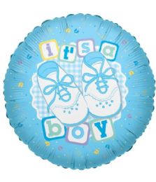 25 Pieces 2-Side It's A Boy Round Shape Shoe Design - Baby Shower