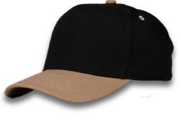 48 of 5 Panel Adjustable Mesh Back Baseball Cap In Black/Khaki