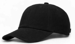 48 Wholesale 6 Panel High Profile Polyester Strap Back Hat In Black