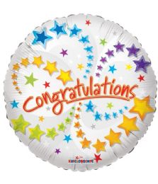 25 Pieces 1-Side Congratulations Round Shape White - Balloons & Balloon Holder