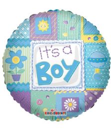 25 Pieces 1-Side It's A Boy Round Shape - Balloons & Balloon Holder