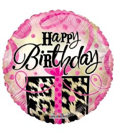 25 Pieces 1-Side Happy Brithday Round Shape Pink Design - Balloons & Balloon Holder