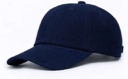 48 Wholesale 6 Panel High Profile Polyester Strap Back Hat In Navy