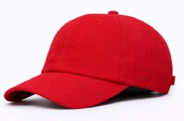 48 Wholesale 6 Panel High Profile Polyester Strap Back Hat In Red