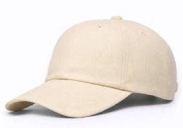 48 Wholesale 6 Panel High Profile Polyester Strap Back Hat In Beige
