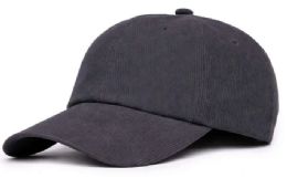 48 Wholesale 6 Panel High Profile Polyester Strap Back Hat In Dark Grey