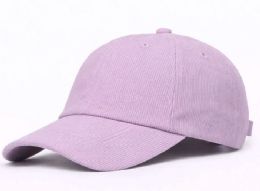 48 Wholesale 6 Panel High Profile Polyester Strap Back Hat In Light Purple