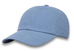 48 Wholesale 6 Panel High Profile Polyester Strap Back Hat In Grey Blue