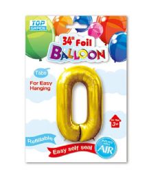 240 Pieces 34" Number Balloon Gold #0 - Balloons & Balloon Holder