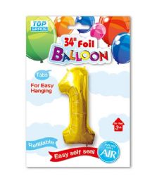 240 Pieces 34" Number Balloon Gold #1 - Balloons & Balloon Holder