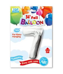 240 Pieces 34" Number Balloon Silver #7 - Balloons & Balloon Holder