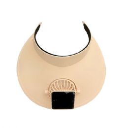 24 Wholesale Beige Solar Powered Cooling Fan Visor Hat