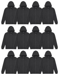 Mens Sponge Fleece Full Zip Hoodie Charcoal Size Small