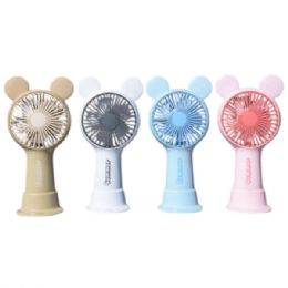 24 Pieces of Mouse Ear Handheld & Desktop Mini Fan With Stand And Integrated Led Light