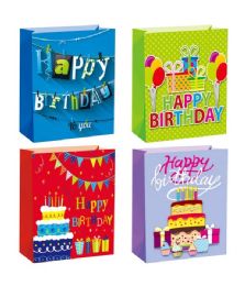 72 Pieces Birthday Bag 10.5x13x5.5-inch L 3d Glitter Design - Gift Bags Everyday