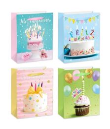 72 Pieces Birthday Bag 10.5x13x5.5-inch L Spanish Glitter - Gift Bags Everyday
