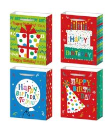 72 Pieces Premium Birthday Bag Xl 13x18x5.5-inch 3d Glitter - Gift Bags Everyday