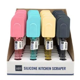 24 pieces Silicone Kitchen Scraper With Hanging Hole In Assorted Colors And Countertop Display - Kitchen Utensils