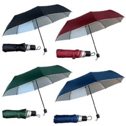 24 Pieces 42" Umbrella 3fold With Silver Coated Fabric Pdq - Umbrellas & Rain Gear