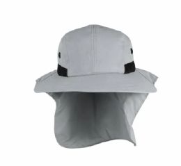 48 of Sun String High Profile Wide Brim Flap Hat Grey