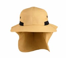 48 of Sun String High Profile Wide Brim Flap Hat Khaki