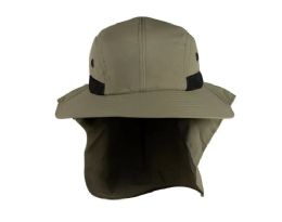 48 of Sun String High Profile Wide Brim Flap Hat Olive