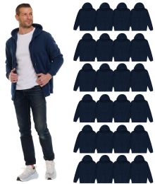 Unisex Navy Zipper Hoodie Cotton Fleece Lining Assorted Sizes M-2x