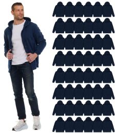 Unisex Navy Zipper Hoodie Cotton Fleece Lining Assorted Sizes M-2x