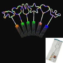 12 Pieces Light-Up Neon Bright Shaped Wand Large - Light Up Toys