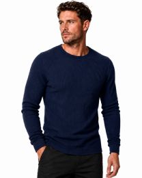 24 Pieces Men's Thermal Long Sleeve Shirt In Navy Size S - Mens Thermals