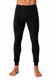 24 Pieces Mens Cotton Thermal Waffle Pants, Black Size 2X-Large - Mens Thermals