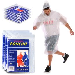 100 Pieces Yacht & Smith Unisex One Size Disposable Rain Poncho Clear 40g pe - Umbrellas & Rain Gear