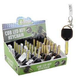 48 Pieces COB LED Keychain 3.25"x1.25" Key-Shaped - Key Chains